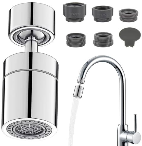 Faucet Aerator,360 Degree Rotate Tap Aerator,2-Function Tap Adapter for Kitchen Sink,11 Pcs Faucet Adapter Attachment Kit with Adapters Anti Splash Attachment,22mm Female Thread Kitchen Tap Spray Head
