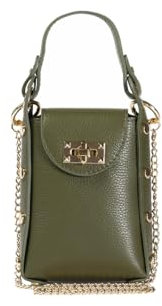 ANNA PAOLA – SARA, Porta Telefono, Borsa Tracolla Donna, in Vera Pelle Made in Italy, Color Avogado, Elegante e Versatile, Borsa a Mano e a Tracolla, Ideale per Ogni Occasione (Avogado)