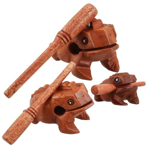 HEMOTON 3 Stück Holzfrosch mit Einzigartigem Design Angenehmer Klang Handbemalt als Glückssymbol und Dekoration für Zuhause und Nachttisch