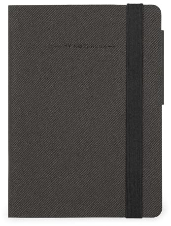 LEGAMI - My Notebook, 6 mm liniertes Notizbuch, Deep Graphite, Small, FSC-zertifiziertes Papier, 192 Seiten, Softcover, elastischer Verschluss, 9.5 x 13.5 cm