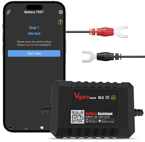 Anluomania Tester Batteria Auto 12V, Battery Monitor Bluetooth 4.0, Monitor Batteria Auto, Monitor per Batterie con Funzione di carica, Test di Avviamento e Allarme, Battery Monitor per auto, camion