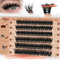 Self-Adhesive Eyelashes 60pcs, Higu clace Volume Pre Glued Cluster Lashes Mix 10-16mm, Preglued Eyelash No Glue Needed Easy to Use, DIY Eyelash Extension at Home(Volume A)