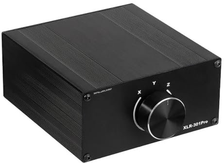 Feriany Selettore di Segnale Audio Passivo XLR Stereo A 3 Vie, Selettore Audio Bilanciato Out, Selettore Audio