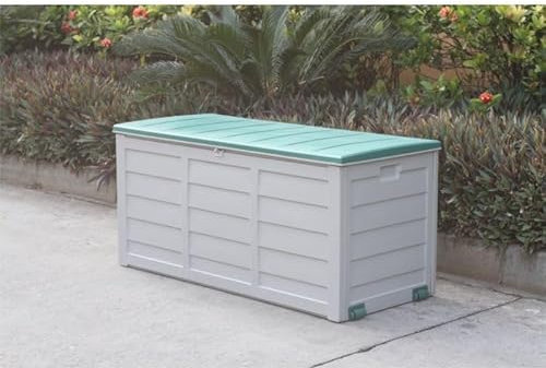 Green 2-Wheel Garden Storage Box – 290L Waterproof Outdoor Storage with Hinged Lid & Wheels – Easy Assembly, No Tools Required