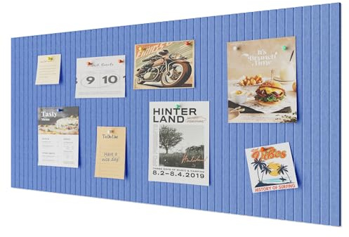 Rokeblau120x80cm Large Bulletin Board, Decorative Felt Pin Board, 0.9cm Thick Foldable Photo Display Board with Self-Adhesive Tape, Vision Board for School Home Kitchen Office Walls - Sky Blue