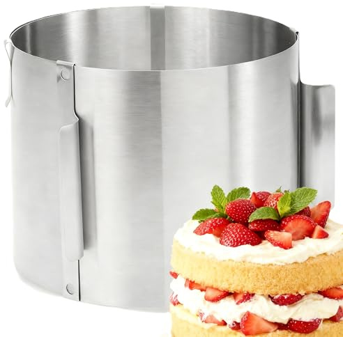 Menz Tortenring verstellbar hoch 15 cm - Edelstahl Kuchenring rund verstellbar Ø 16-30 cm, Stabiler Backring und Backrahmen rund, extra-hohe Tortenform zum Schichten und Dekorieren