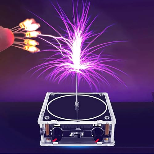 Getdoublerich Music For Tesla Coil, 9cm Mini per Tesla Coil Speaker Bluetooth compatibile, Touchable Artificial Flash, Lightning Maker, Arcs Generator, Scientific Teaching Experiment Model (EU Glod)