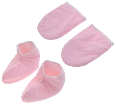 Guanti per Paraffina da Trattamento Estetico 2 Paia in Poliestere Rosa | Chiusura a Scatto, per Terapia Termica e Spa, Coperture Isolate per Mani e Piedi