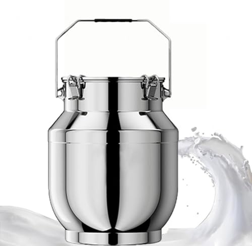 MilchkäNnchen Mit Deckel Edelstahl Dicht, Milchkännchen Farm Milk Transport Can Milchkanne Mit Deckel Luftdichtes Edelstahl Luftdichtes Für Milch Und Wein Flüssigkeit,capacity-10liter