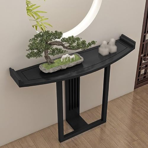 JINGJIAOPLSD Console Entree de Style Chinois Moderne en Bois Massif, Meuble Console D'entrée et de Décoration pour L'entrée, Le Salon, la Chambre et Le Couloir(Black,100x25x80cm/39x10x32in)
