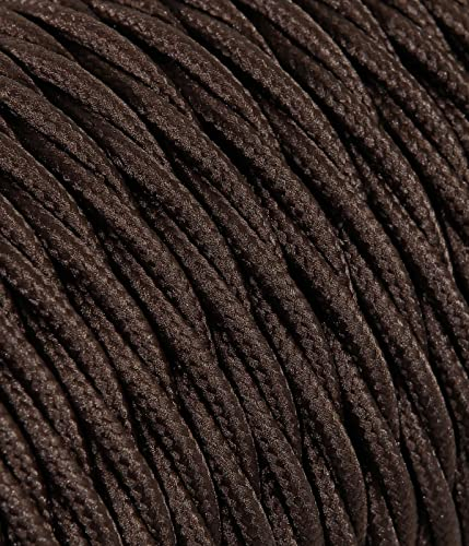 Cable de Tela para lámpara, Cable de Tela de 3 Hilos (3 x 1,50 mm2) - Marrón. Fabricado en Italia (5 Metri)