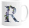 Autiga Buchstaben-Tasse R Tasse mit Buchstabe Alphabet Monogramm Watercolor gezeichnet Kaffeetasse weiß Unisize