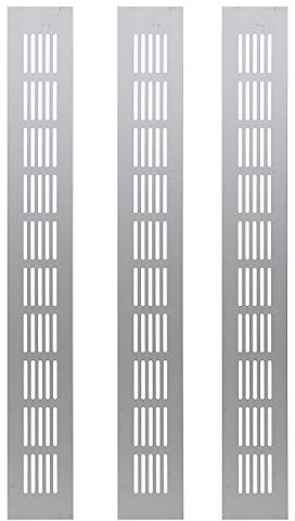 Saim Metal Air Vent Grille for Wardrobe Shoes Cabinet Sink Kitchen Stove Cabinet Showcase Computer Cabinet Bathroom Door Aluminum Alloy Small Rectangle Ventilation 50mmx400mm 3Pcs