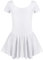 untlet Ballettkleid Mädchen Kinder Kurarm Ballettanzug Baumwolle Ballett Trikot Kurzarm Body mit Chiffon Wickelrock Kinder Ballettkleidung Tanzkleid Tanzbody,Weiß,130