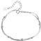 Bo&Pao Kugel Armband Damen 925 Sterling Silber, Doppel Kette Armkettchen mit Kugel, 20,5 cm verstellbar