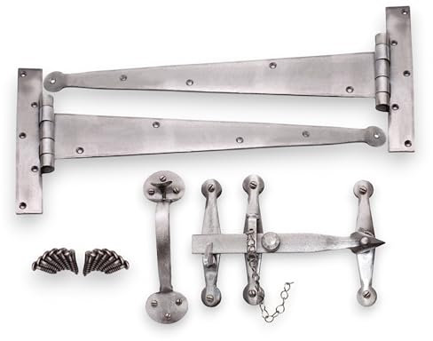 Pewter or Beeswax Suffolk Thumb Latch and Door Hinges Kit - Superb Heavy Quality (Pewter)