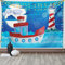 ABAKUHAUS maritim Wandteppich und Tagesdecke, Nursery Schiff Leuchtturm aus Weiches Mikrofaser Stoff Waschbar ohne Verblassen Digitaldruck, 230 x 140 cm, Blau Rot