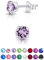 Pendientes Pequeños Plata de Ley 925 con Cristales Swarovski Violeta 5 mm - Pendientes Mujer de Colores - Pendientes Violeta - Aretes Mujer Plata