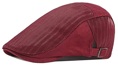 RUICHENG Schirmmütze Herren Sommer Kappe Flatcap Schiebermütze Damen Mesh Barett (Rot)…