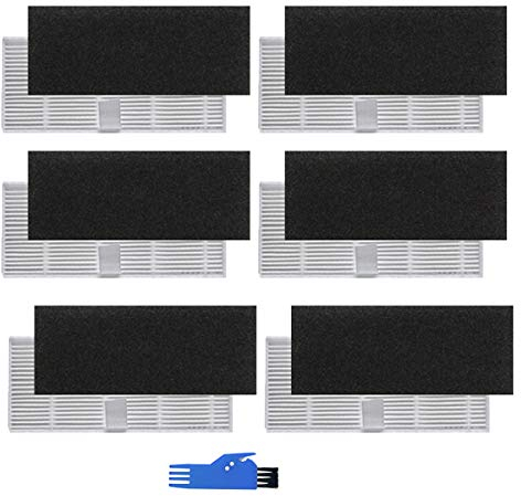 ZRF Lot de 12 Filtres de Rechange pour Aspirateur Robot Proscenic 850T - 6 HEPA + 6 Spong Noirs - Accessoire Compatible