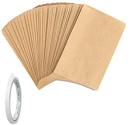 Lyaor 100 pcs Mini Enveloppe de Papier Kraft 9x12cm Petite Cadeau Enveloppe Vintage Pochette de Kraft pour Graines Perles Timbres Thé Bonbons