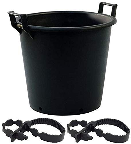 Muddy Hands 2 x 100 Litre Heavy Duty Large Plastic Plant Pots with Handles Outdoor Garden Tree Planters Containers (Comes with 2 x 40cm Soft Tree Ties)