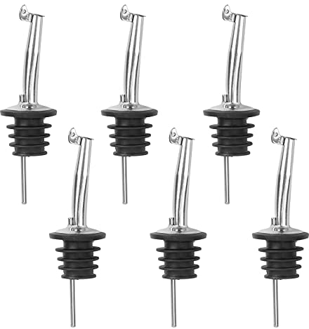 Bec Verseurs,6pcs Acier Inoxydable Huile d'olive Verseur Bouteille Bouchon Verseur Doseur Alcool,pour Liqueur, Vin, Huile, Liqueur, Sirop, Vinaigre, Cocktail, Jus