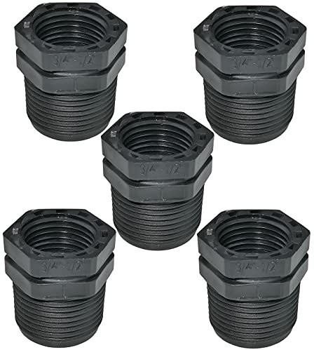 AERZETIX - C51862 - Set di 5 riduttori in plastica maschio/femmina 3/4''x1/2'' con fermo interno per avvitamento - nipplo ridotto maschio/femmina per avvitare 10 bar