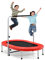 COSTWAY Mini Trampoline Pliable pour 2 Enfants Intérieur/Extérieur avec Main Courante Ajustable et Coussin de Sécurité Tapis de Saut Charge 150kg Rouge