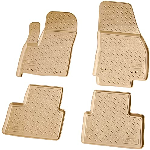 Recambo 3D Gummi Fußmatten kompatibel für OPEL Meriva B | BJ 2010-2017 | Auto Gummimatten | Passgenau | mit Rand | beige