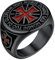 PROSTEEL Anello Acciaio Nero Uomo Cavalieri Templari Croce Rosso Anello Acciaio Uomo Anelli Uomo Misura 27 con Confezione Regalo