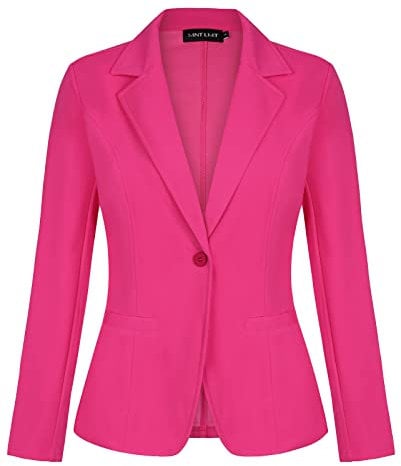 MINTLIMIT Blazer décontracté à manches longues avec poches et boutons pour femme, fuchsia, L
