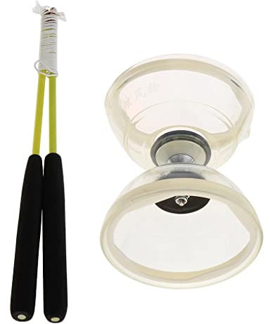 predolo Diabolo Unique à 3 Roulements avec Bâtons et Ficelle, Jouet de Balle en Caoutchouc, Jouets de Coordination œil-Main pour Enfants, 5 Couleurs Au C, Blanc