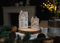 DARO DEKO Keramik LED Haus - Lichthaus Gold Glitzer 2er Set