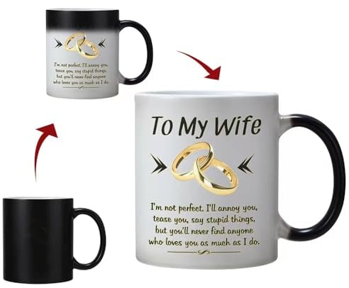 Wife Gifts from Husband,Funny Colour Changing Wife Coffee Mug 11-OZ Ceramic Cup-Wife Birthday Gifts Ideas,Romantice Wedding Anniversay Christmas Valentines Day Gifts for Wife for Her