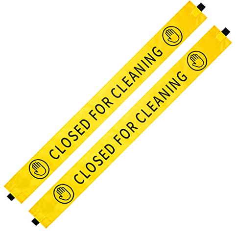2 Pcs Restroom Closed for Cleaning Sign with Magnetic Ends Magnetic Bathroom Cleaning Sign Cleaning Banner for Door Cleaning In Progress Sign 42×3.5 In