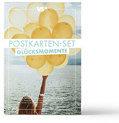 VISUAL STATEMENTS - 20 Postkarten im Set - Verschiedene Karten mit Sprüchen zum Thema Glücksmomente