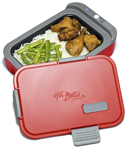 Hot Bento – Self Heated Lunch Box and Food Warmer – Battery Powered, Portable, Cordless, Hot Meals for Office, Travel, Jobsite, Picnics, Outdoor Recreation, Kitchen Meal Prep - Hot Red