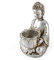 Egurs Kerzenständer Sitzende Buddha Form Ornamente Statue Buddha Deko Garten Wohnzimmer Schlafzimmer Resin Vintage Kerzenhalter für Tischdeko Stumpenkerze Wohnzimmer Hochzeit Weihnachten Party Silber