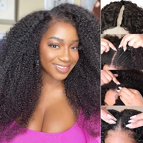 Echthaar Perücke 180% Density Real Hair Wig Human Hair Wigs For Women V Part Real Lockiges Menschliches Haar Perücke Afro Curly Wigs Human Hair Brasilianische Perücken Echthaar Damen 14 Zoll