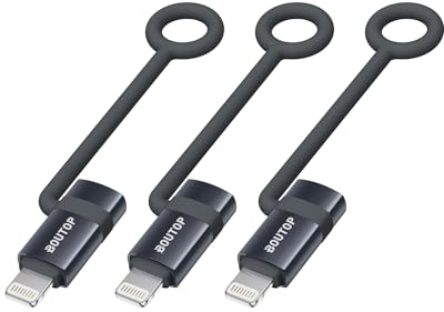 BOUTOP [3 Stück 36W USB C auf Lightning Adapter [Apple MFi Zertifiziert] für Schnelles Laden und Datenübertragung,mit Anti-Verlust-Seil für iPhone 14 13 Pro Max,iPad Air 4/Mini 5,iPod-Dunkelgrau