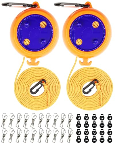 Camping Wäscheleine Ausziehbar 2 Stück - 10 M Reise Wäscheleine Outdoor, rutschfeste Campingzubehör für Wohnmobil, Balkon, Zelten Gadgets (Zitrus)