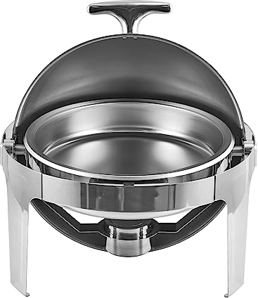 Fashionwu 6.8 QT Round Roll Top Chafing Dish Buffet Set, Round Chafing Dishes for Buffet with Fuel Holders and Pan, Stainless Steel Chafers for Catering for Parties, Events