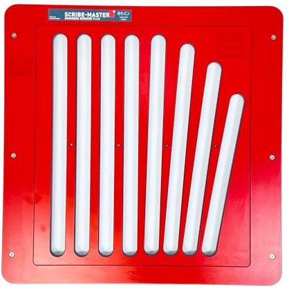 SCRIBE-MASTER Drainer Groove Plus Jig with Flex-Tech, Multi-Insert Draining Groove Jig for Solid Timber & Compact Laminate Worktops, CNC-Machined HPL, Includes Straight & Fan Insert Plate