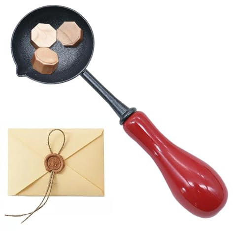 Anulely Cucchiaio di cera – Cucchiaino con sigillo con manico in legno, cucchiaio vintage per sigillare forte, per la produzione di massa di inviti di nozze, busta regalo