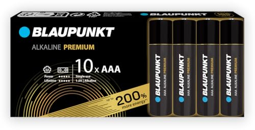 BLAUPUNKT AAA Piles alcalines Premium, Paquet de 10, idéales pour Les contrôleurs de Jeux et Les Jouets, LR03BPR/10CB