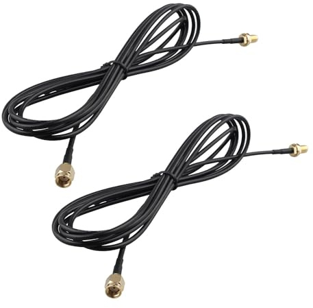 Futheda 2 Pezzi Cavo RP-SMA Maschio a RP-SMA Femmina Paratia RG174 Cavo Antenna Coassiale Prolunga WiFi 2m per Scheda Wireless Mini PCI Express PCIE Scheda di rete Adattatore WiFi Router WiFi