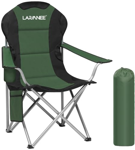 LARMNEE Campingstuhl Faltbar, klappbar, Campingsessel, Angelstuhl, Gartenstuhl für Camping, Grau und Schwarz Grün und Schwarz EBJ01LC02