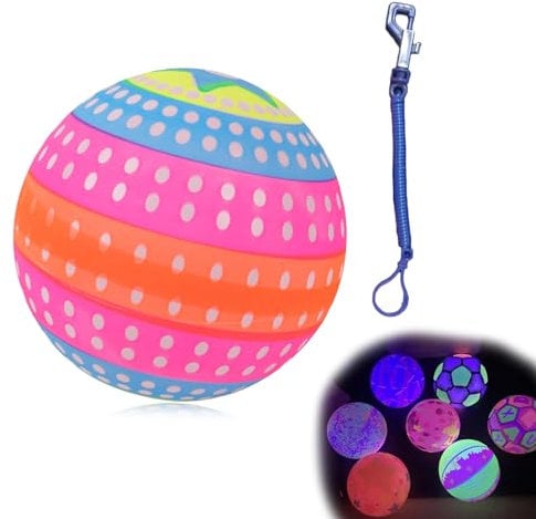 Großer Leuchtender Springball, Blinkender Leuchtender Ball, Kinderball Bildung, Glänzender Springball für Erwachsene Mehrfarbig Leuchtet Im Dunkeln, Lernspielzeug Glänzendes Spielzeug