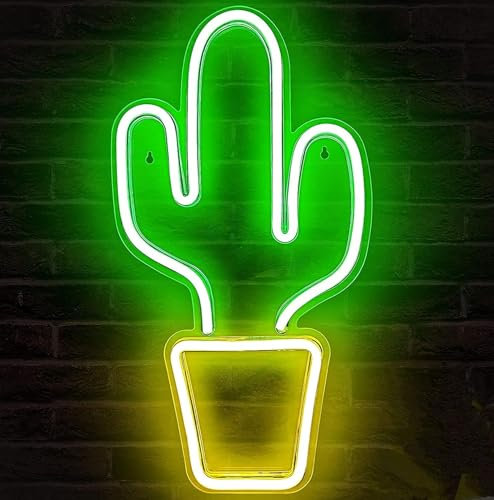 Segni Luminosi al Neon, Acrilico LED Neon Wall Light Decorazione della luce della parete LED, USB Powered Acrilico Neon Luce per la Soggiorno,Party Christmas Decor (Cactus)